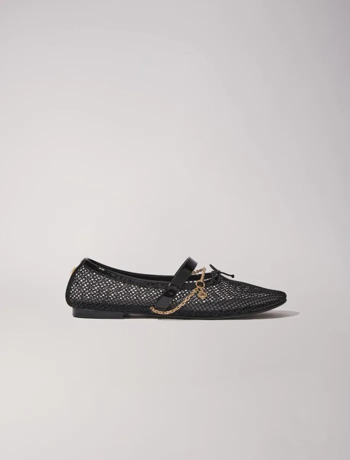 Maje Ballerinas Womens Mesh Ballet Flats Black