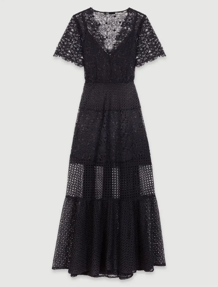 Maje Dresses Womens Lace Maxi Dress Black