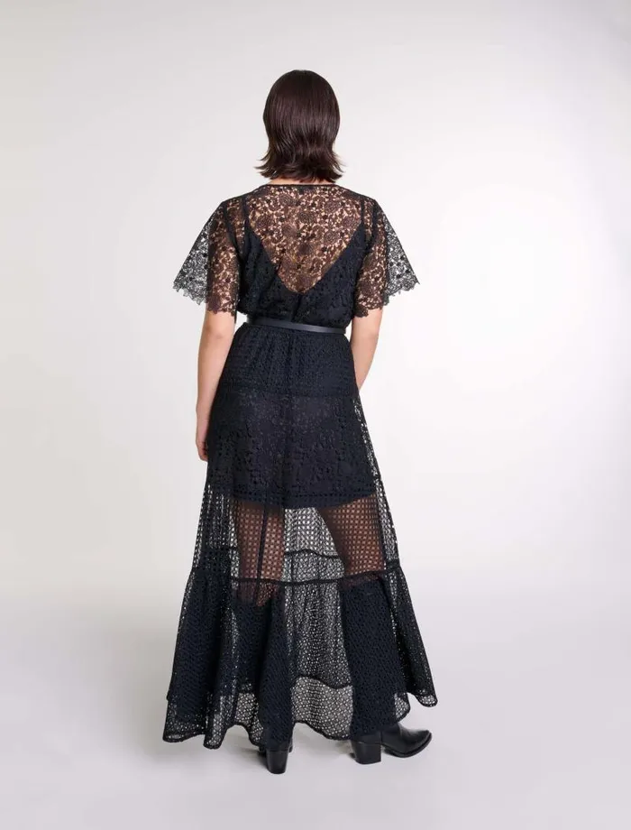 Maje Dresses Womens Lace Maxi Dress Black