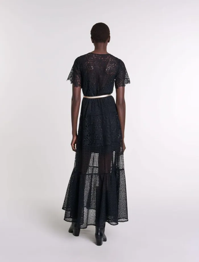 Maje Dresses Womens Lace Maxi Dress Black
