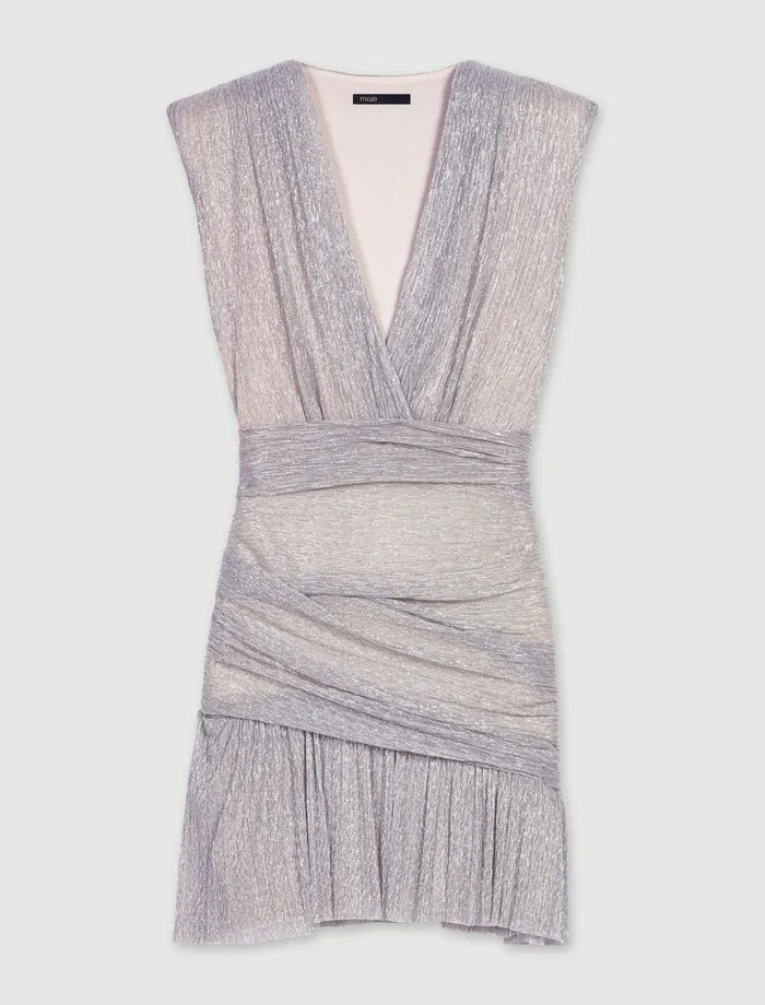 Maje Dresses Womens Short Metallic Dress Gold Silver