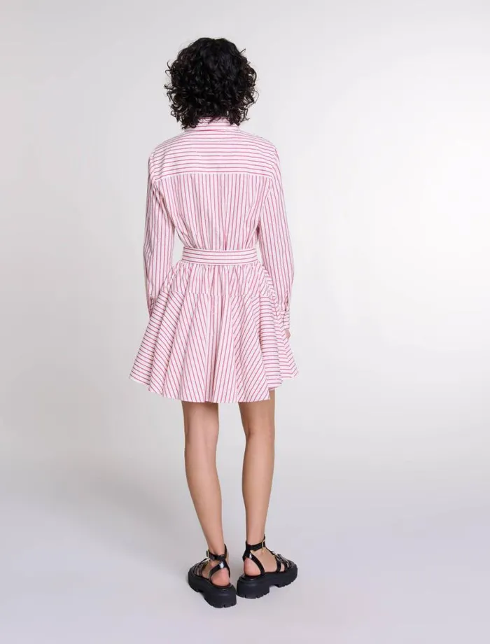 Maje Dresses Womens Striped Rhinestone Short Dress Red Rhinestone Stripe