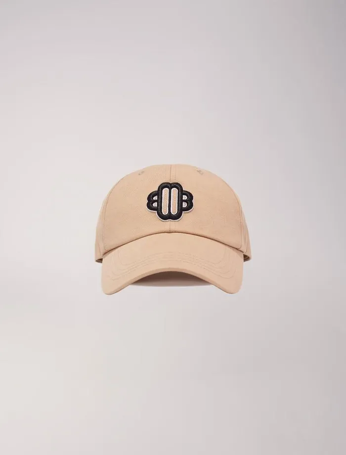Maje Hats Womens Clover Logo Cotton Cap Mastic Beige