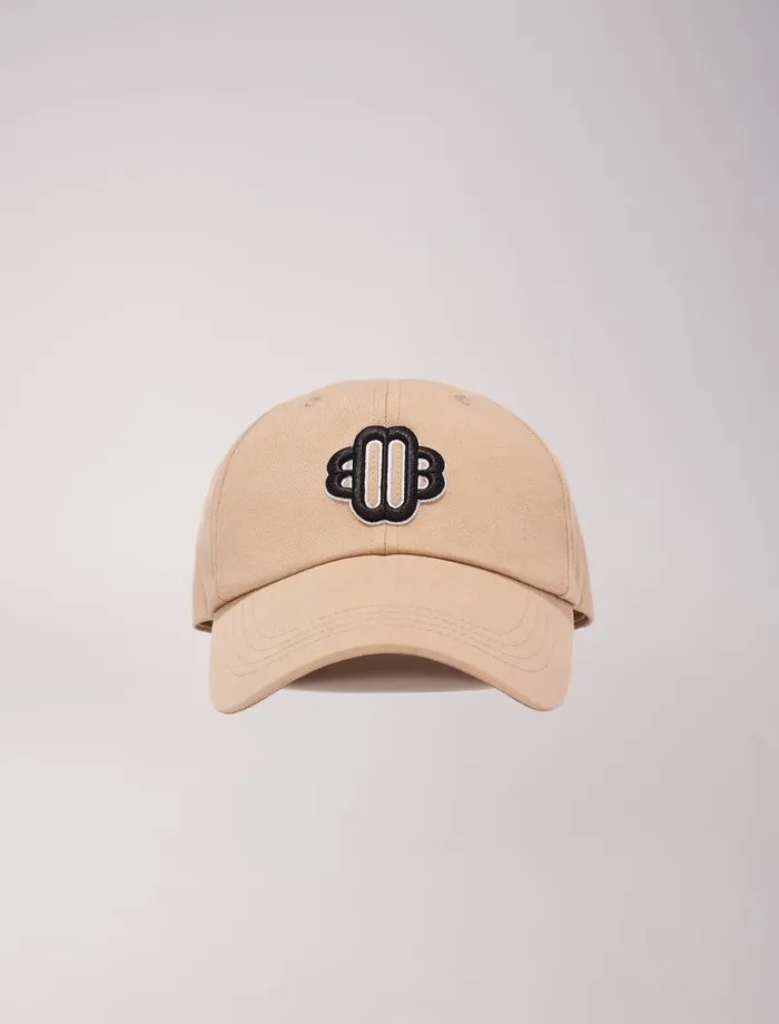Maje Hats Womens Clover Logo Cotton Cap Mastic Beige