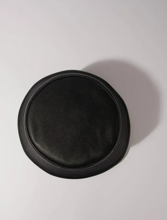 Maje Hats Womens Leather Bucket Hat Black