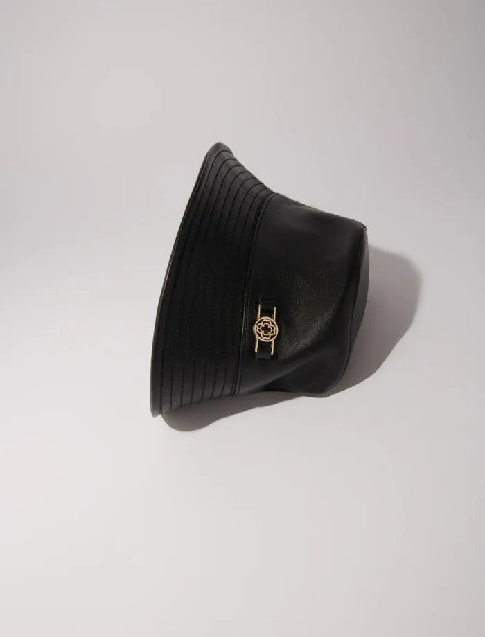 Maje Hats Womens Leather Bucket Hat Black