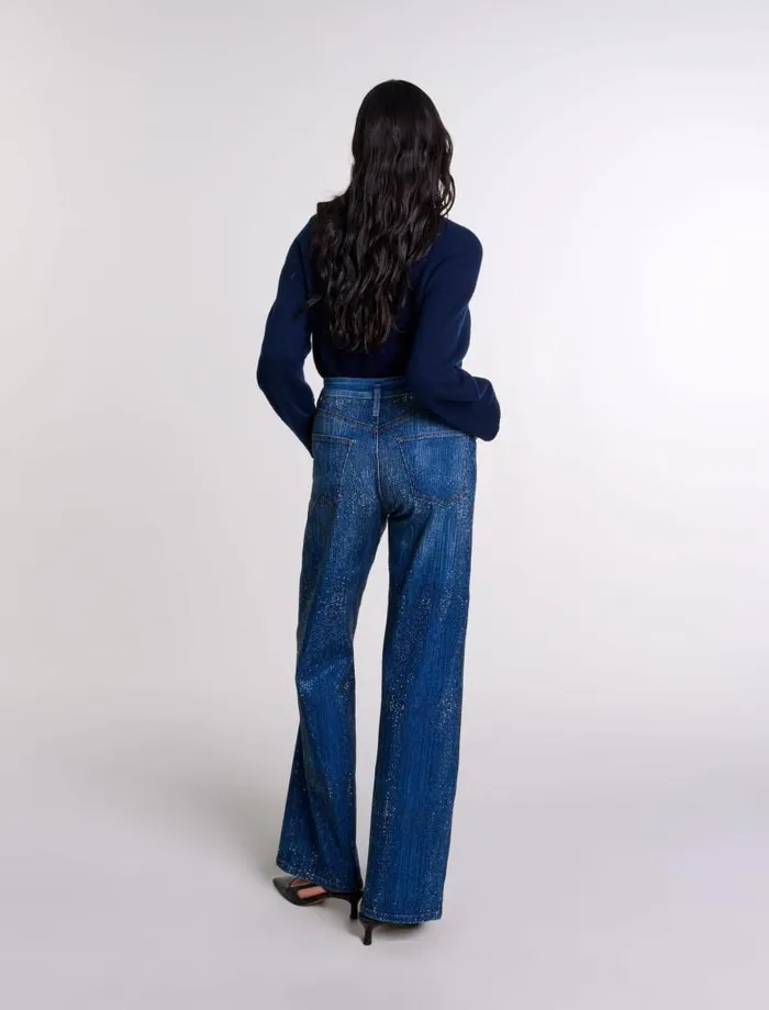 Maje Pants and Jeans Womens Rhinestone Jeans Blue