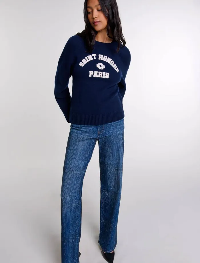 Maje Pants and Jeans Womens Rhinestone Jeans Blue