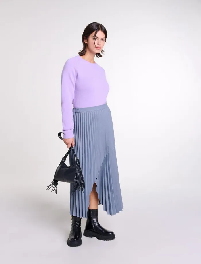 Maje Skirts and Shorts Womens Asymmetrical Pleated Skirt Grey