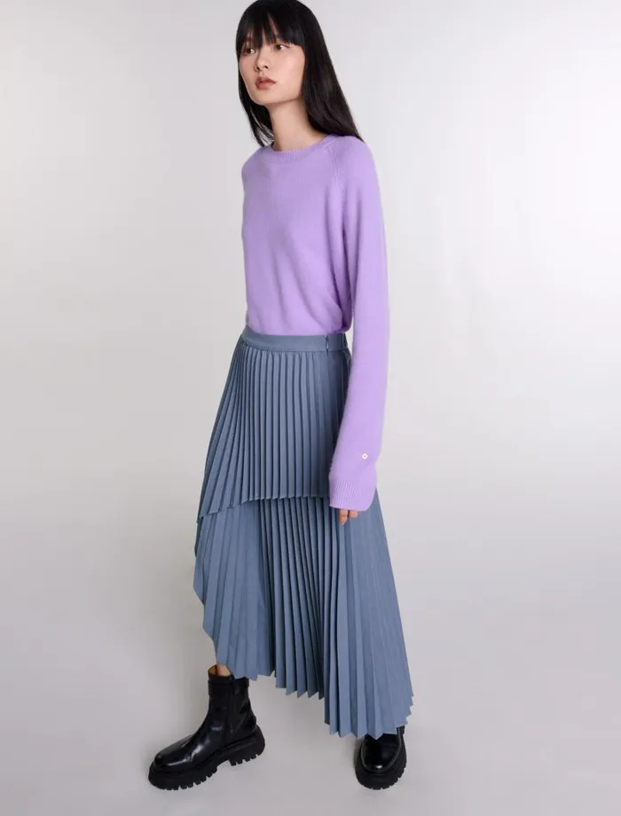 Maje Skirts and Shorts Womens Asymmetrical Pleated Skirt Grey