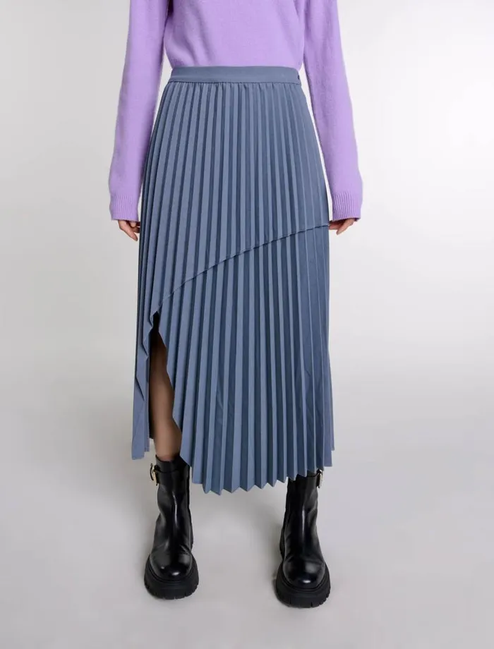 Maje Skirts and Shorts Womens Asymmetrical Pleated Skirt Grey
