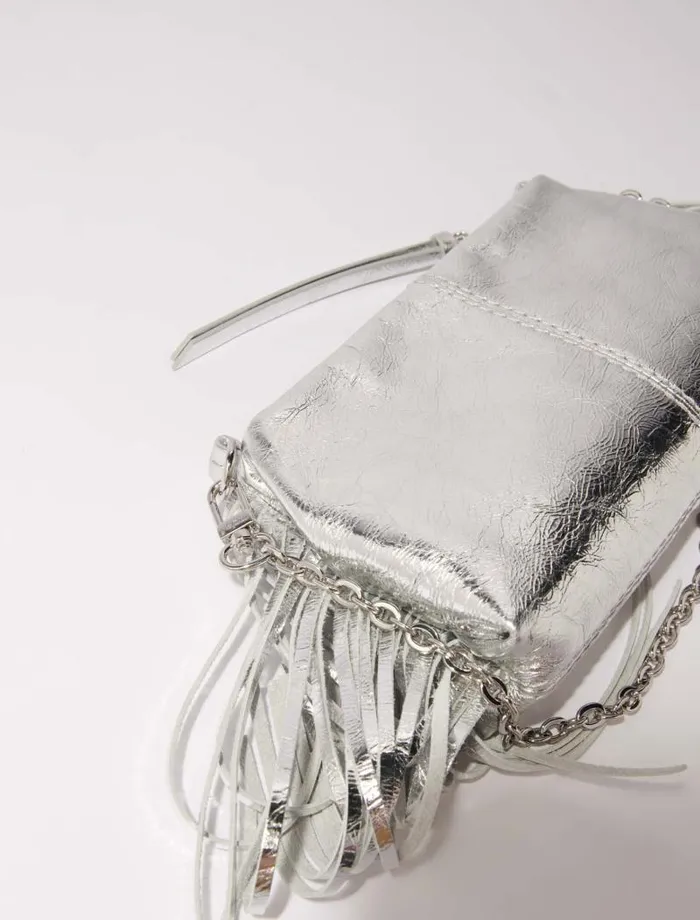 Maje Small Leather Goods Womens Miss M Leather Clutch Bag Silver