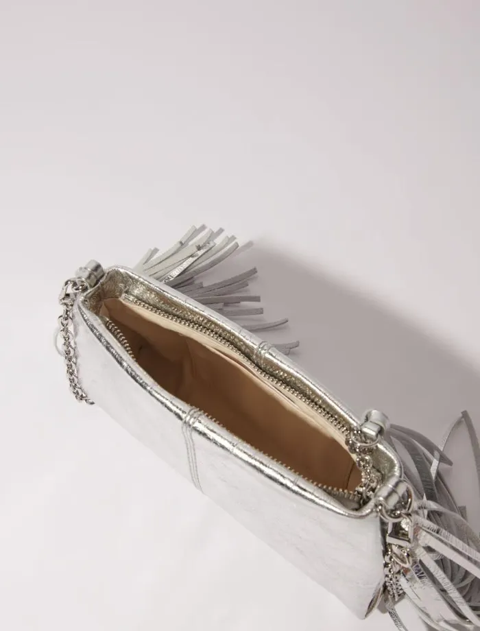 Maje Small Leather Goods Womens Miss M Leather Clutch Bag Silver