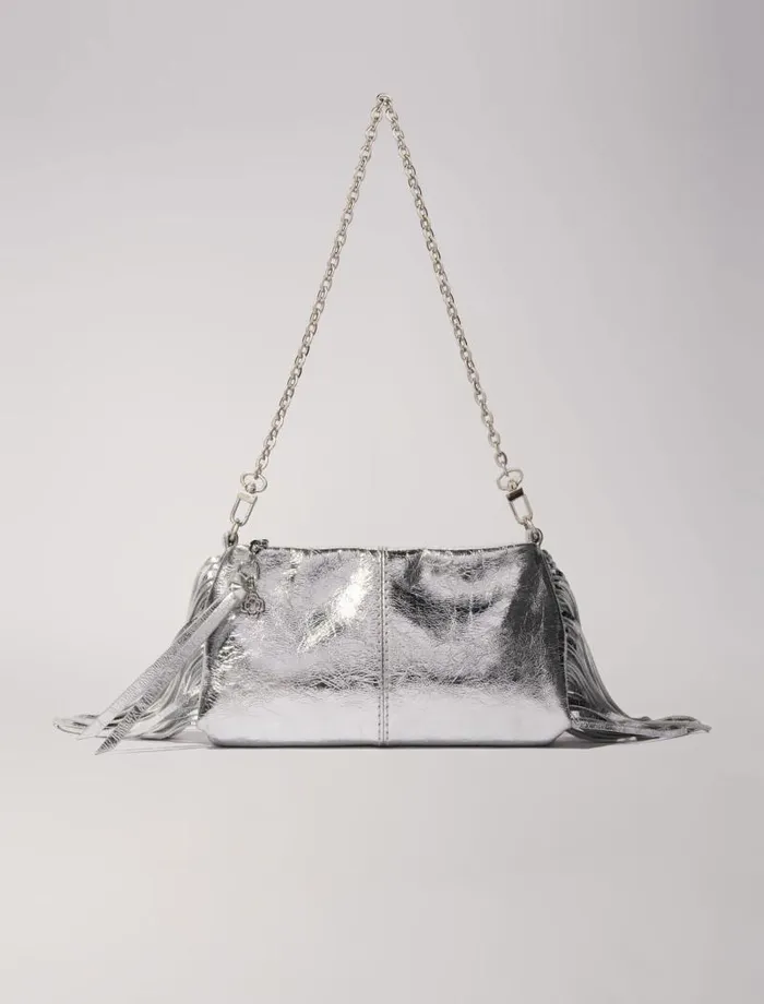 Maje Small Leather Goods Womens Miss M Leather Clutch Bag Silver