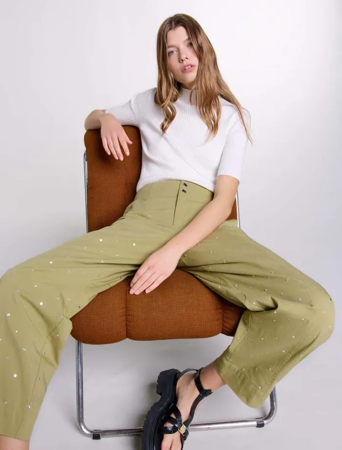 Maje Sweaters and Cardigans Womens Cotton And Silk Ribbed Top Ecru