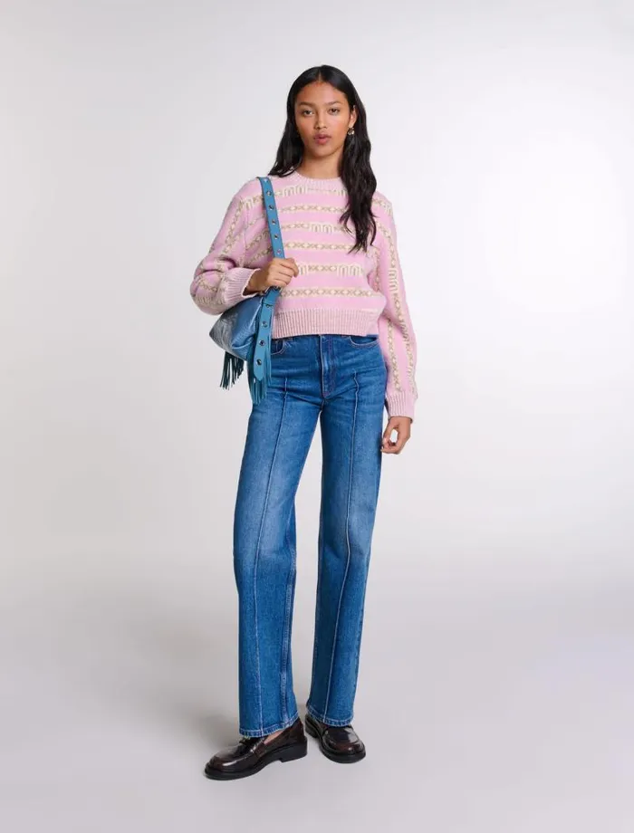 Maje Sweaters and Cardigans Womens Jacquard Jumper Multicoloured