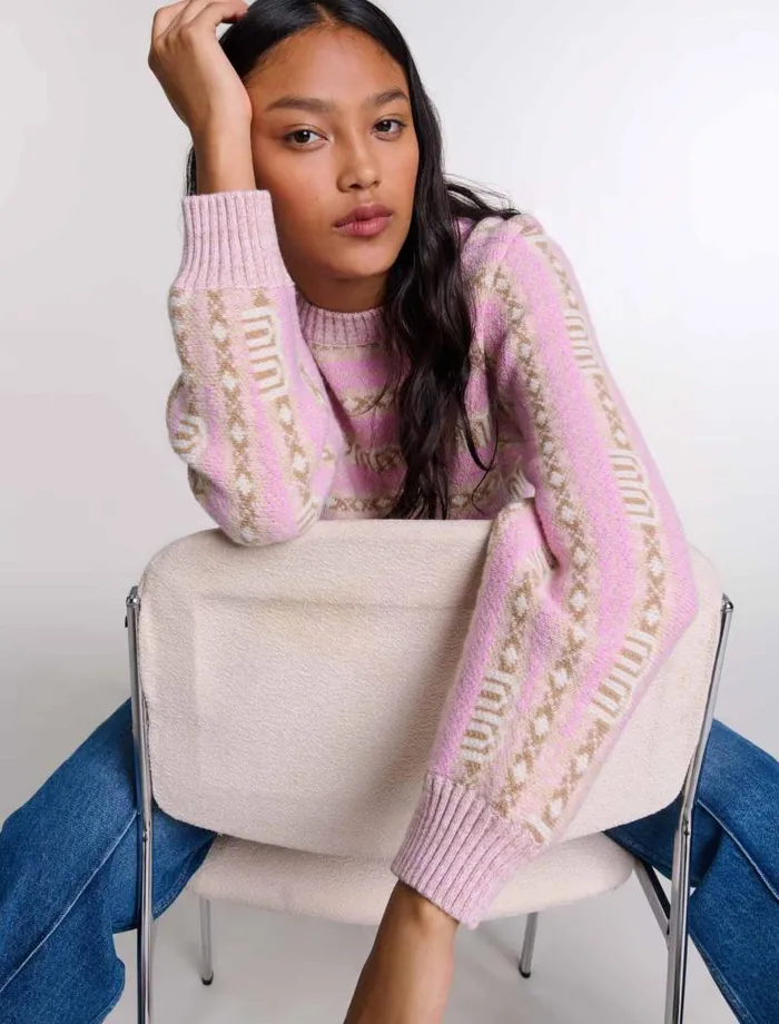 Maje Sweaters and Cardigans Womens Jacquard Jumper Multicoloured