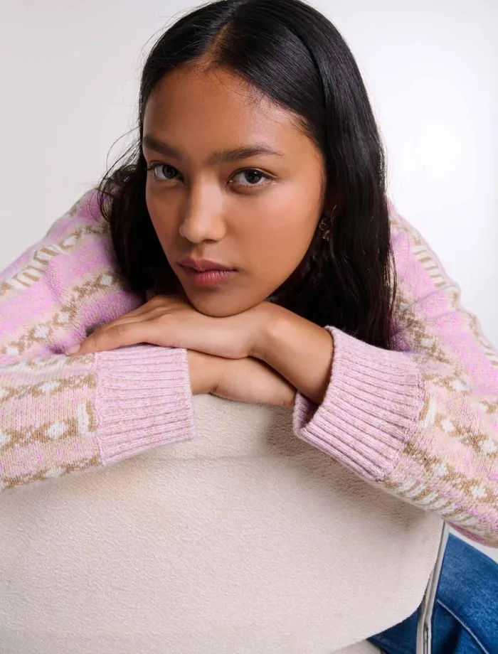 Maje Sweaters and Cardigans Womens Jacquard Jumper Multicoloured