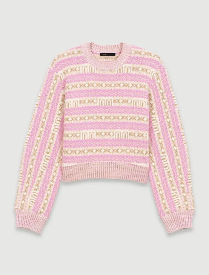 Maje Sweaters and Cardigans Womens Jacquard Jumper Multicoloured