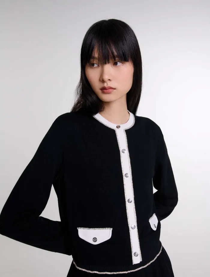 Maje Sweaters and Cardigans Womens Rhinestone Cardigan Black