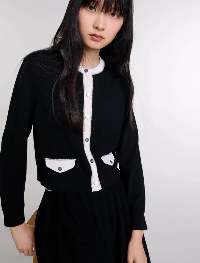 Maje Sweaters and Cardigans Womens Rhinestone Cardigan Black