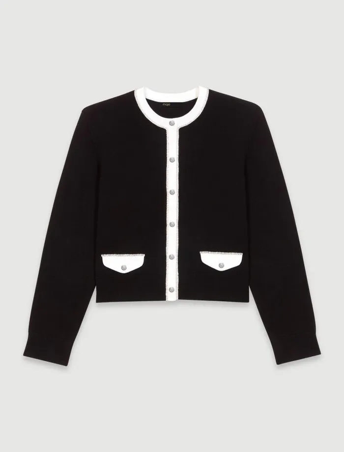 Maje Sweaters and Cardigans Womens Rhinestone Cardigan Black