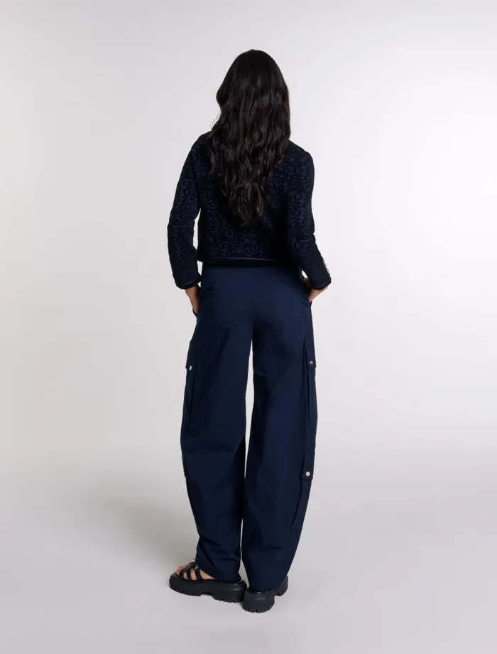 Maje Sweaters and Cardigans Womens Velvet Knit Cardigan Blacknavy