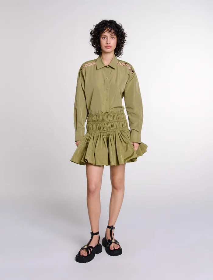 Maje Tops and Shirts Womens Openwork Shirt Khaki