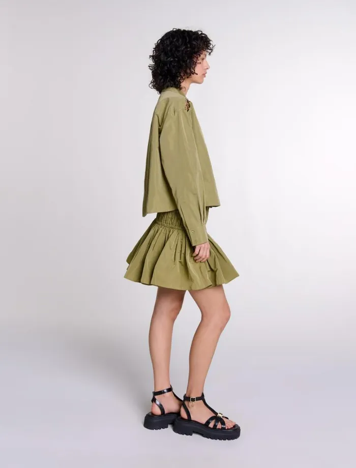 Maje Tops and Shirts Womens Openwork Shirt Khaki