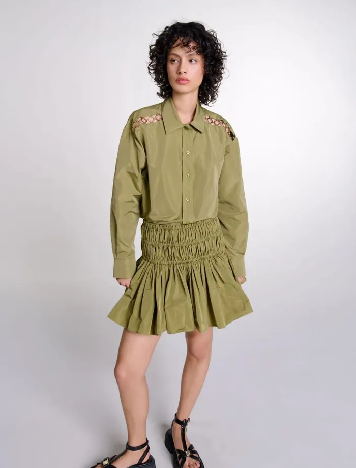 Maje Tops and Shirts Womens Openwork Shirt Khaki