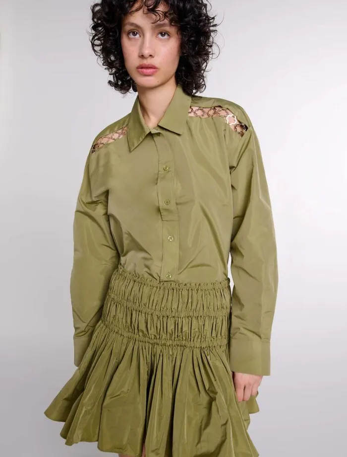Maje Tops and Shirts Womens Openwork Shirt Khaki