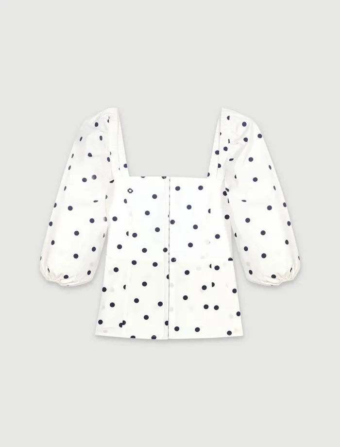 Maje Tops and Shirts Womens Puffsleeved Top Navy Polka Dots