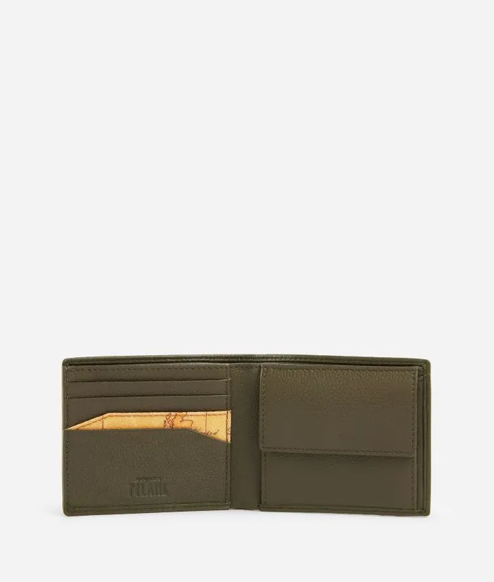 Man Wallets Alviero Martini Beta Leather Small Wallet Military Green