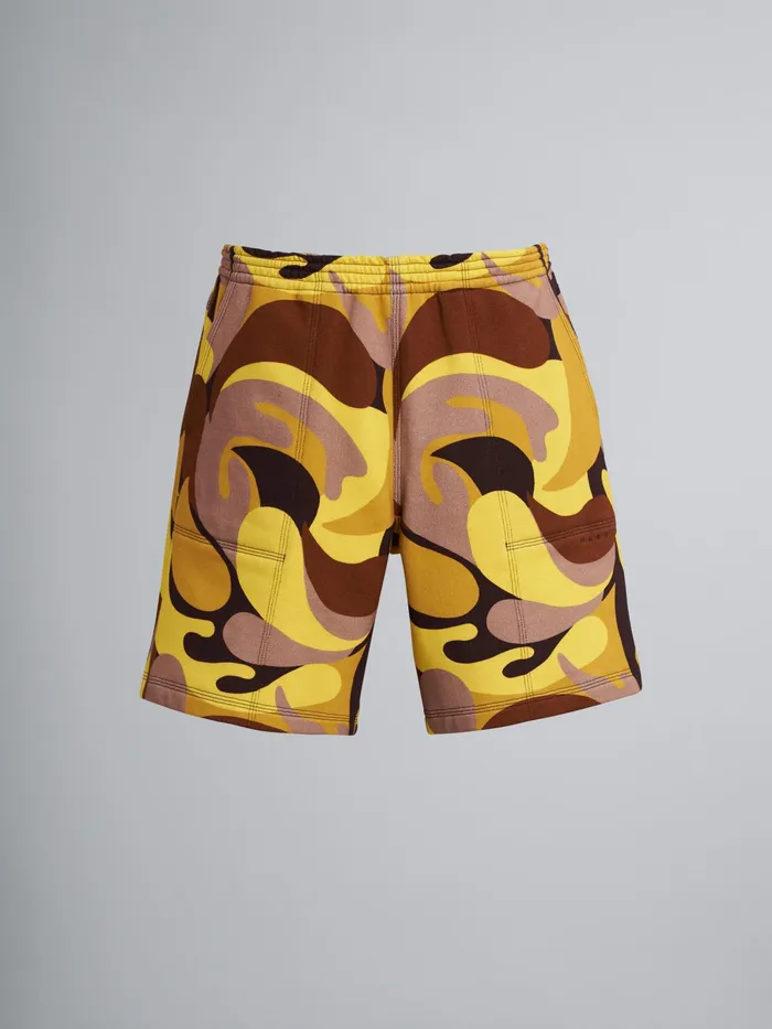 Marni 50s Camo Print Brushed Sweatshirt Cotton Bermuda Shorts Acid Mens Trousers