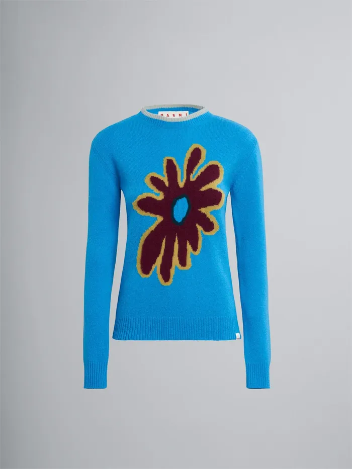 Marni 70039s Flower Cashmere Sweater Turquoise Womens Knitwear