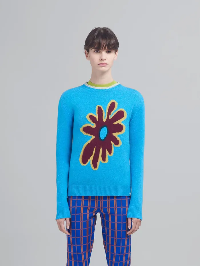 Marni 70039s Flower Cashmere Sweater Turquoise Womens Knitwear Marni 70039s Flower Cashmere Sweater Turquoise Womens Knitwear