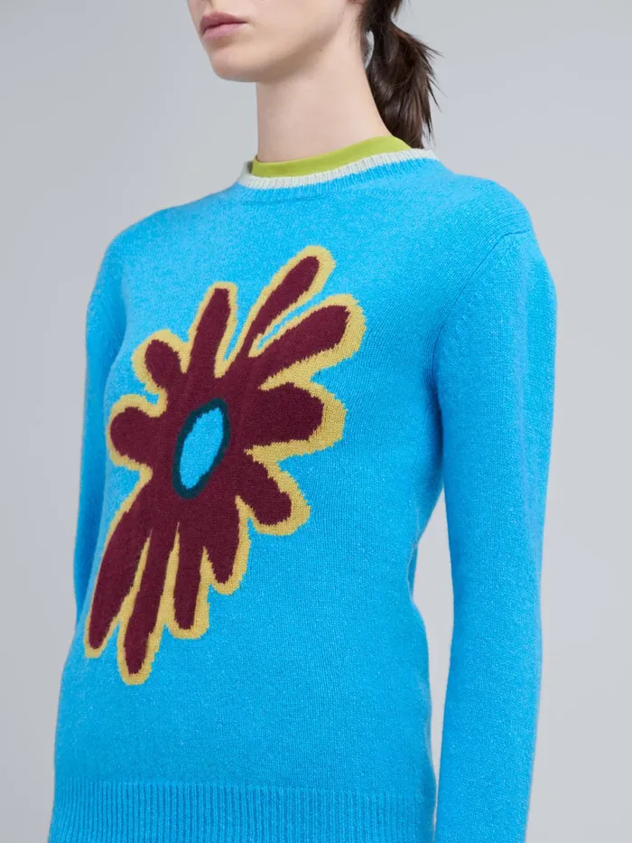 Marni 70039s Flower Cashmere Sweater Turquoise Womens Knitwear Marni 70039s Flower Cashmere Sweater Turquoise Womens Knitwear