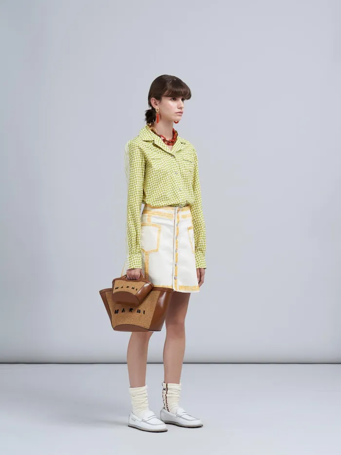 Marni Beige Denim Skirt Alkekengi Womens Skirts Marni Beige Denim Skirt Alkekengi Womens Skirts