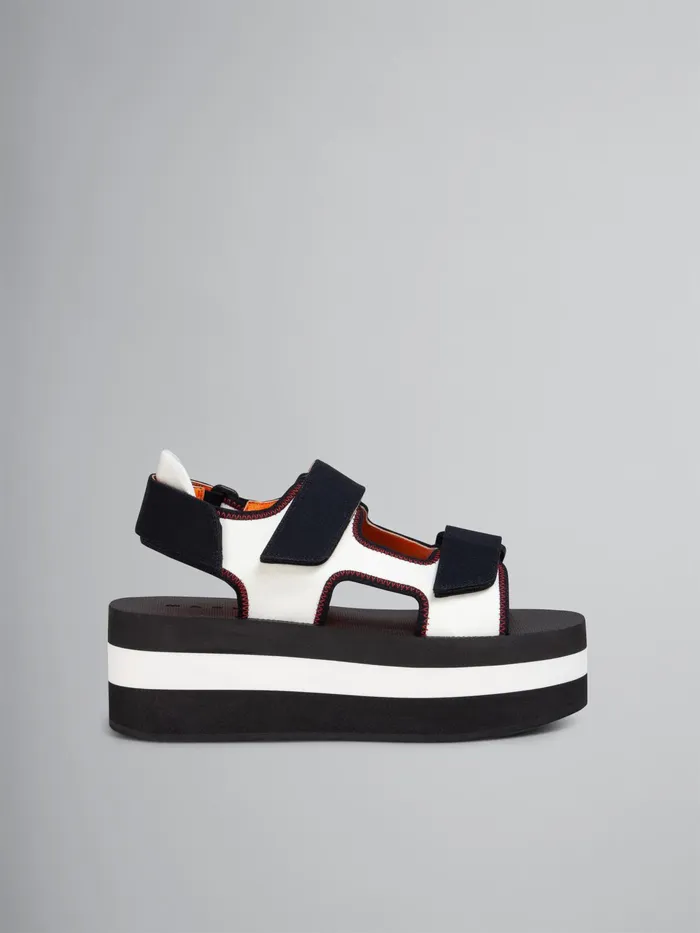 Marni Black And White Technical Fabric Sandal Ivory Womens Sandals and Wedges Marni Black And White Technical Fabric Sandal Ivory Womens Sandals and Wedges