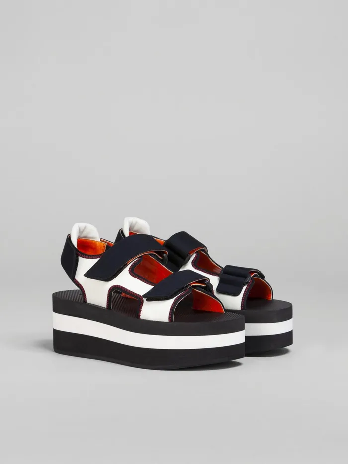 Marni Black And White Technical Fabric Sandal Ivory Womens Sandals and Wedges Marni Black And White Technical Fabric Sandal Ivory Womens Sandals and Wedges