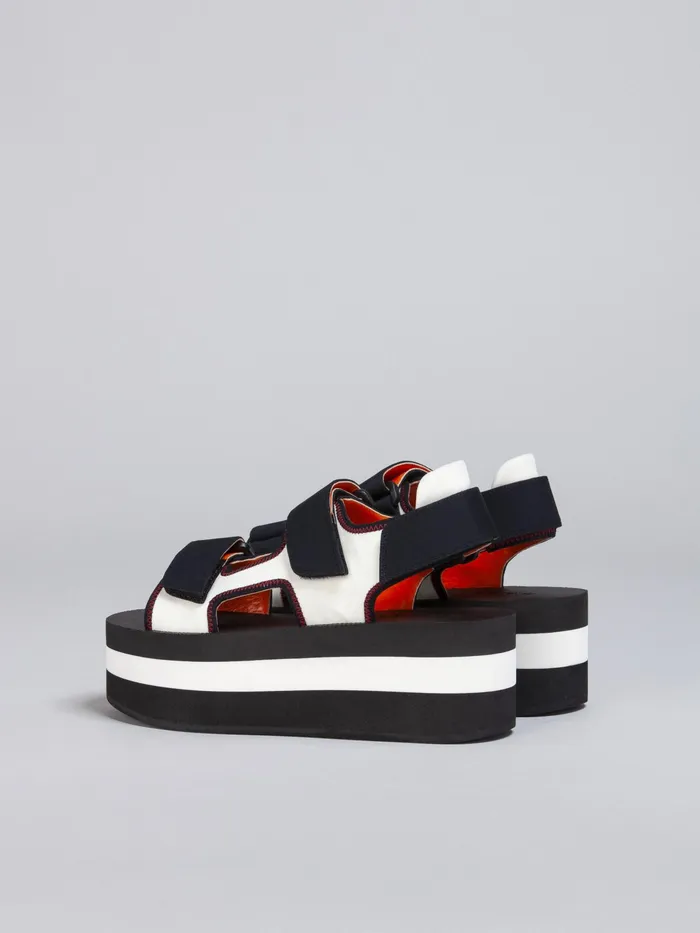 Marni Black And White Technical Fabric Sandal Ivory Womens Sandals and Wedges Marni Black And White Technical Fabric Sandal Ivory Womens Sandals and Wedges