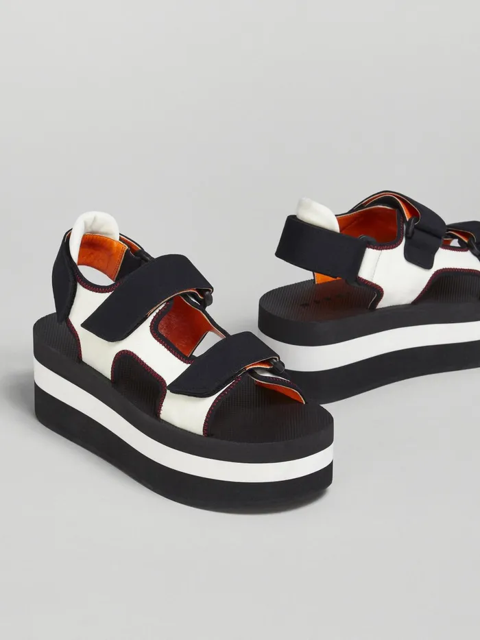 Marni Black And White Technical Fabric Sandal Ivory Womens Sandals and Wedges Marni Black And White Technical Fabric Sandal Ivory Womens Sandals and Wedges