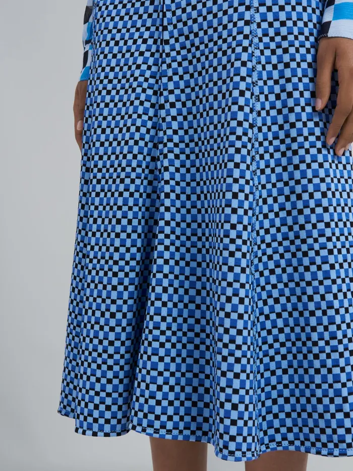 Marni Check Jacquard Jersey Dress Powder Blu Womens Dresses
