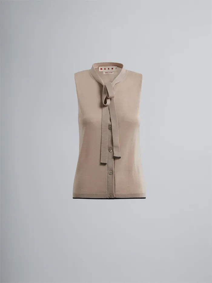 Marni Chic Light Wool Vest Tan Womens Coats and Jackets