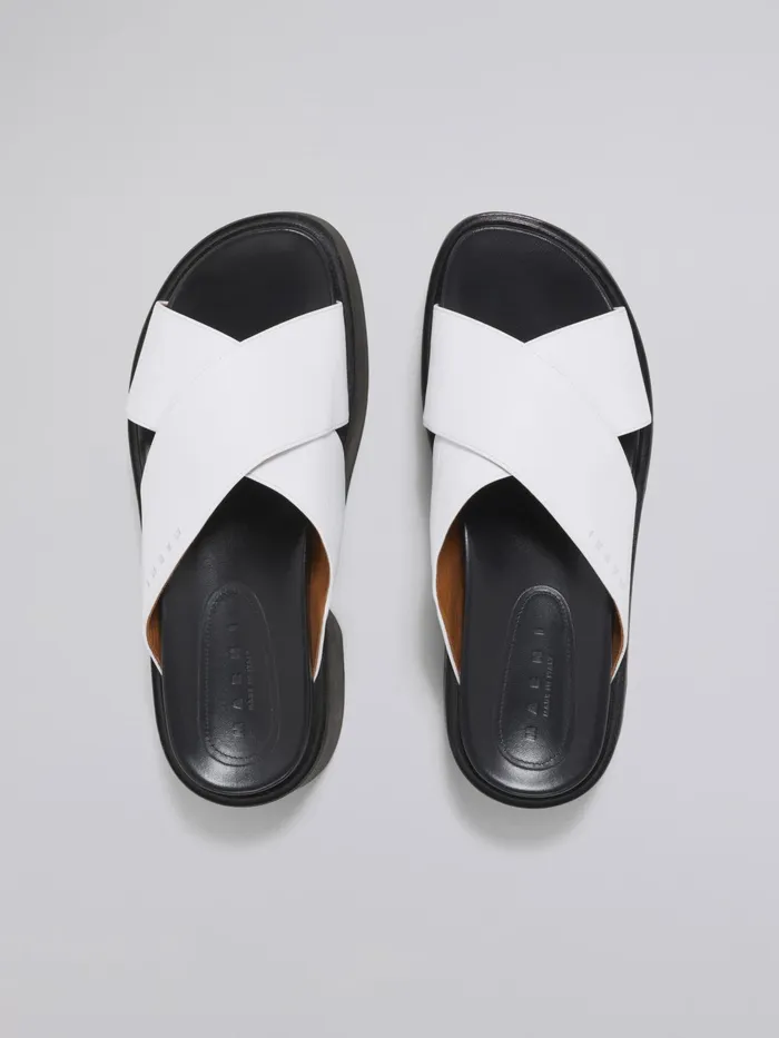 Marni Crisscross Wedge In White Calf Leather Lily White Womens Sandals and Wedges Marni Crisscross Wedge In White Calf Leather Lily White Womens Sandals and Wedges