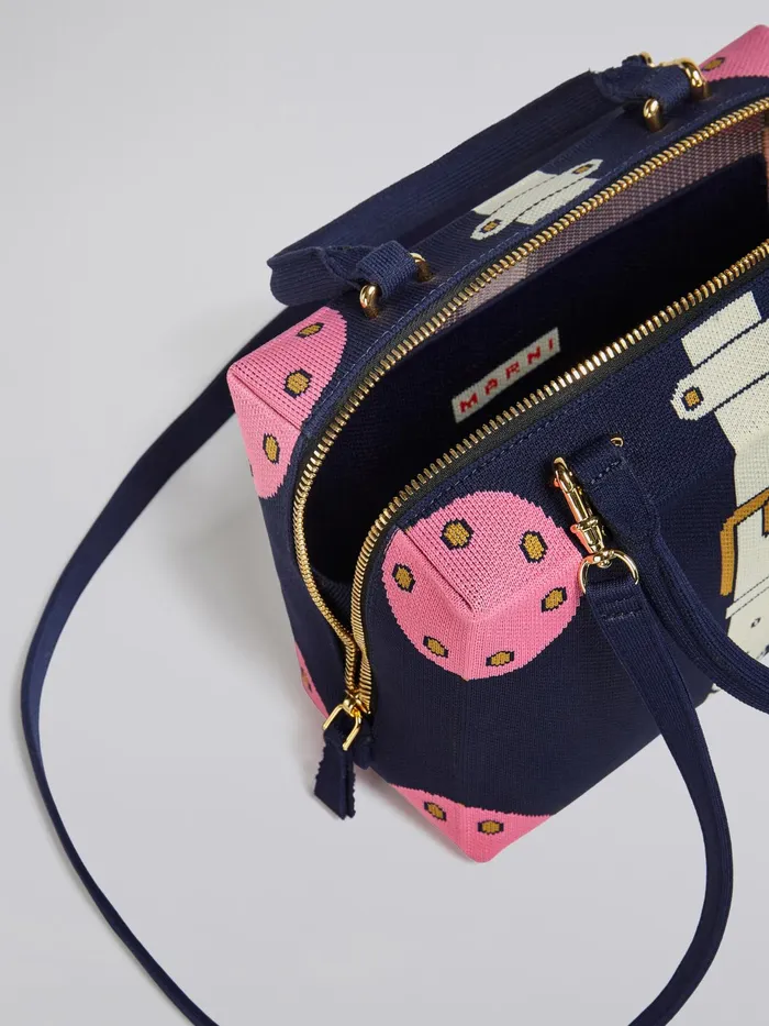 Marni Cubic Bag In Blue Trompel039il Jacquard Iris Womens Handbags Marni Cubic Bag In Blue Trompel039il Jacquard Iris Womens Handbags
