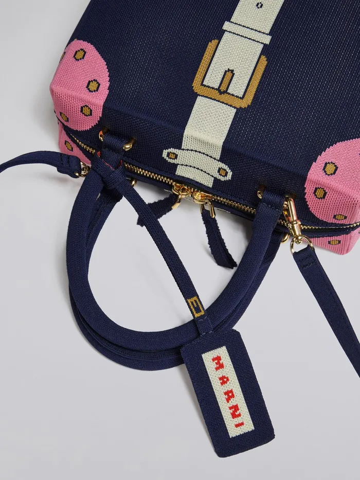Marni Cubic Bag In Blue Trompel039il Jacquard Iris Womens Handbags Marni Cubic Bag In Blue Trompel039il Jacquard Iris Womens Handbags