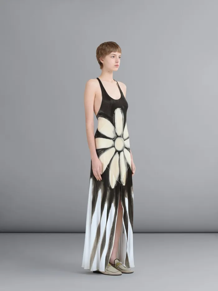 Marni Dripping Daisy Print Viscose Jersey Long Dress Black Womens Dresses Marni Dripping Daisy Print Viscose Jersey Long Dress Black Womens Dresses