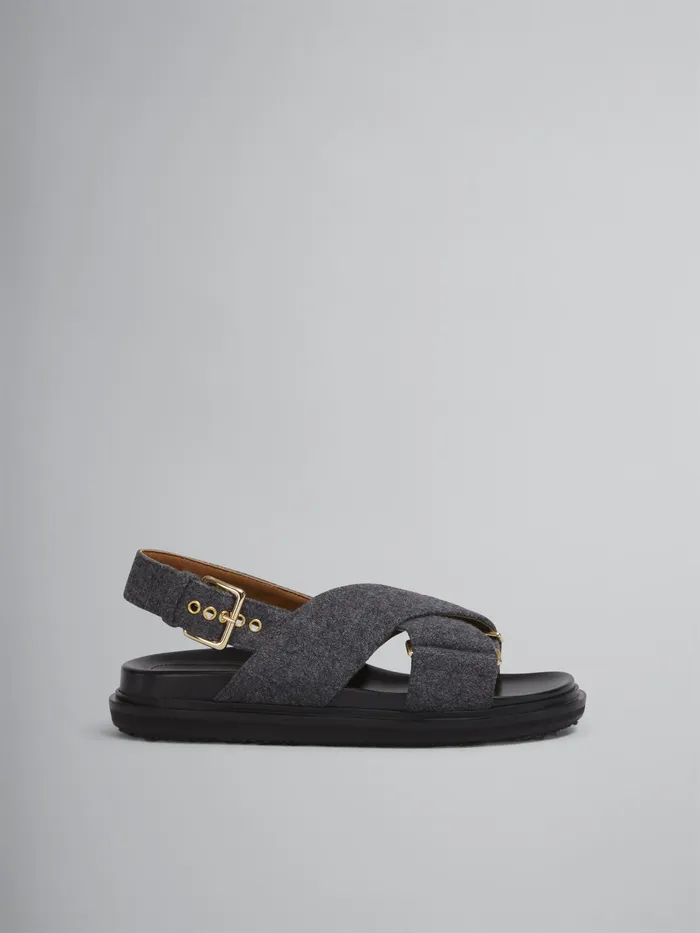 Marni Fussbett In Wool Felt Grey Womens Sandals and Wedges