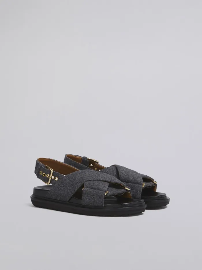 Marni Fussbett In Wool Felt Grey Womens Sandals and Wedges